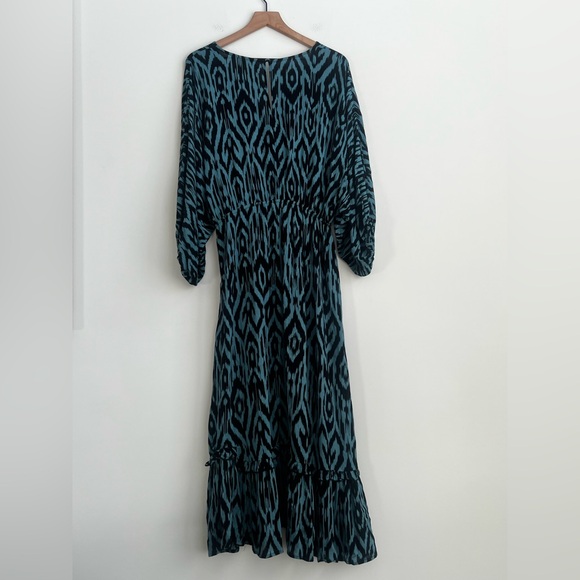 Umgee Plus Ikat Print High Low Dress XL Ruffle Boho Hippie Ruffle Tie Waist - Picture 10 of 16